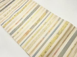 引箔横縞に花唐草模様織出し名古屋帯